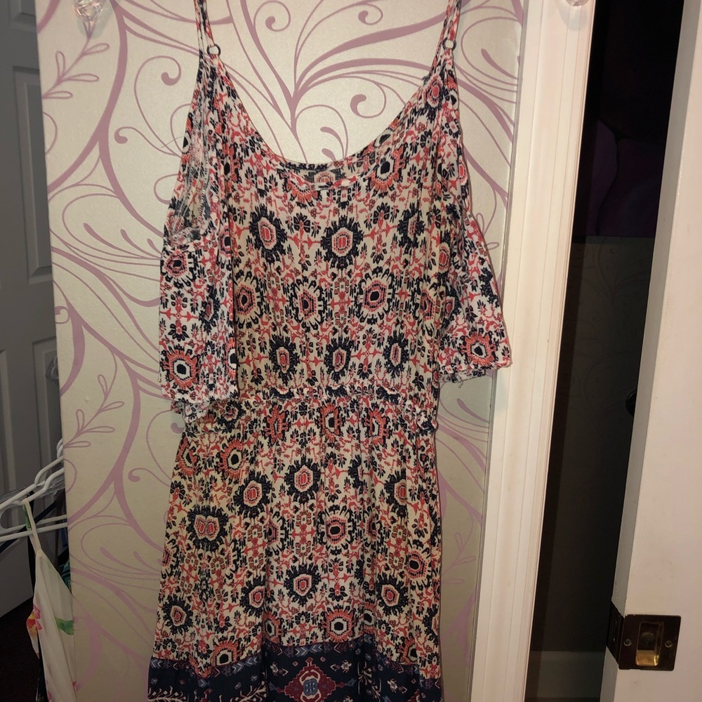 Orange and Blue Mini Romper with Loose Sleeves